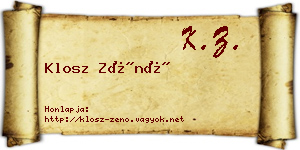 Klosz Zénó névjegykártya